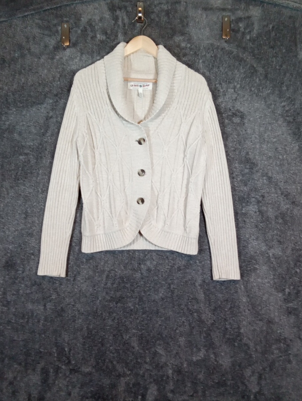G.H bass Heritage Limited Edition Womens Cable Knit Shawl Collar Cardigan XL